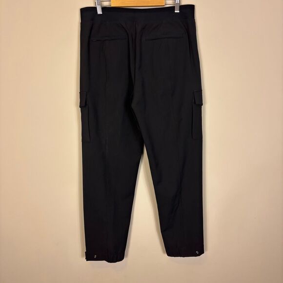 Athleta Black Cargo Zipper Pocket Straight Leg Pants Women's 14 - Picture 2 of 8